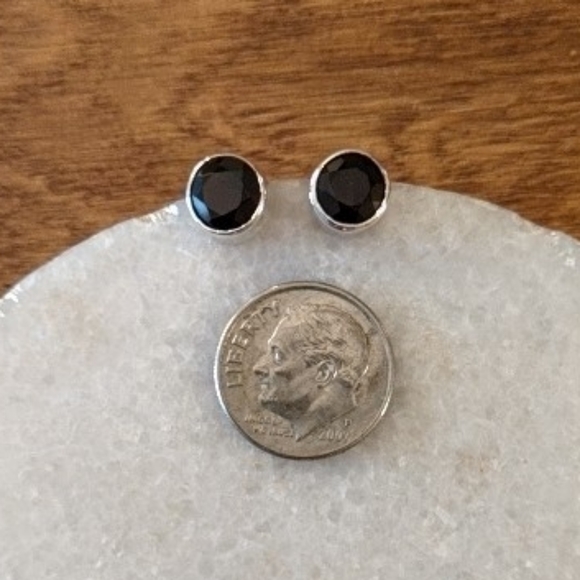 Sterling Garnet Large Stud Earrings - Picture 4 of 10